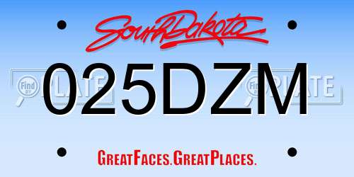 025DZM South Dakota License Plate