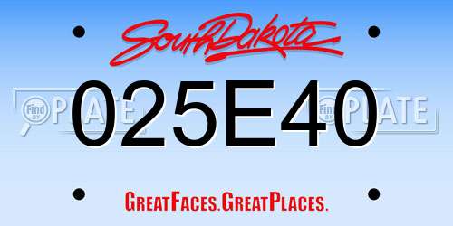 025E40 South Dakota License Plate