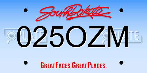 025OZM South Dakota License Plate