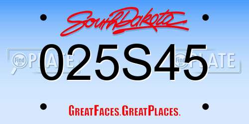 025S45 South Dakota License Plate