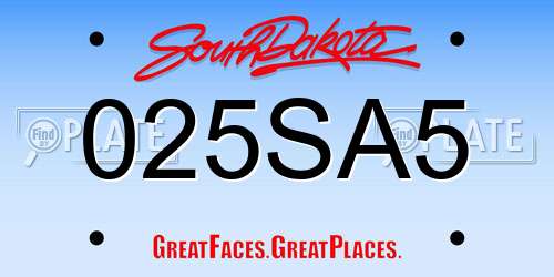 025SA5 South Dakota License Plate