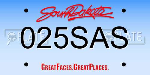 025SAS South Dakota License Plate