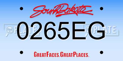 0265EG South Dakota License Plate