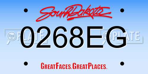0268EG South Dakota License Plate