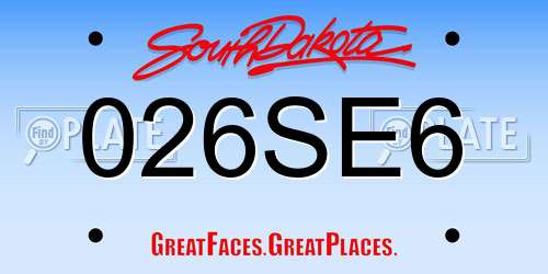 026SE6 South Dakota License Plate