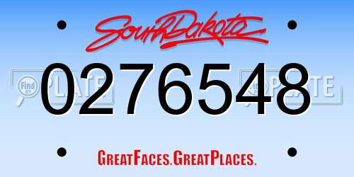 0276548 South Dakota License Plate