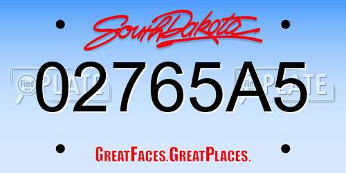02765A5 South Dakota License Plate
