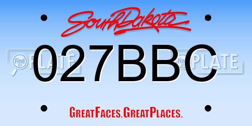 027BBC South Dakota License Plate