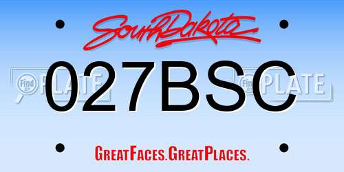 027BSC South Dakota License Plate