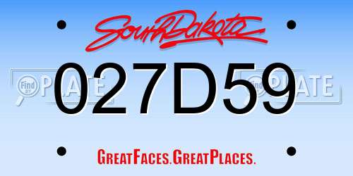 027D59 South Dakota License Plate