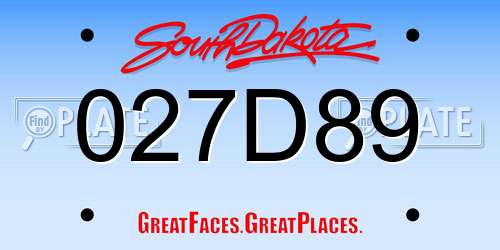 027D89 South Dakota License Plate