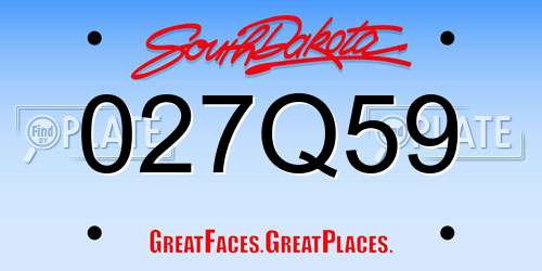 027Q59 South Dakota License Plate