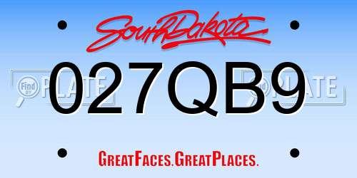 027QB9 South Dakota License Plate