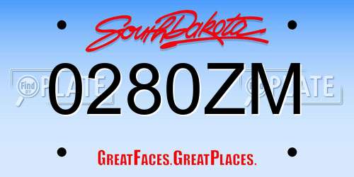 0280ZM South Dakota License Plate