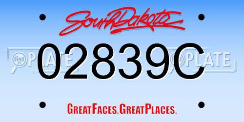 02839C South Dakota License Plate