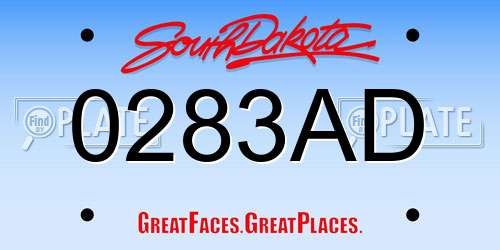 0283AD South Dakota License Plate