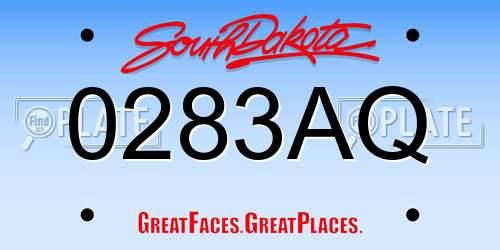 0283AQ South Dakota License Plate