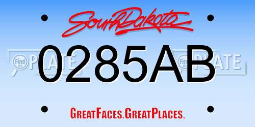 0285AB South Dakota License Plate