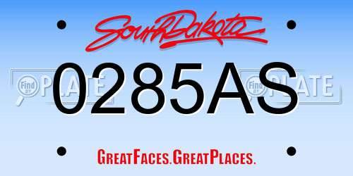 0285AS South Dakota License Plate