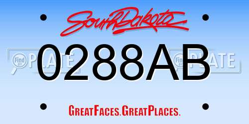 0288AB South Dakota License Plate