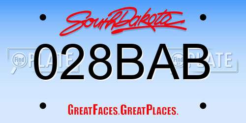 028BAB South Dakota License Plate