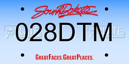 028DTM South Dakota License Plate