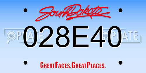 028E40 South Dakota License Plate