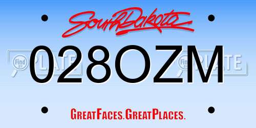 028OZM South Dakota License Plate
