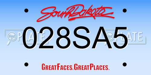 028SA5 South Dakota License Plate