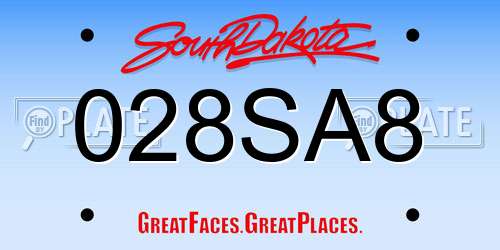 028SA8 South Dakota License Plate