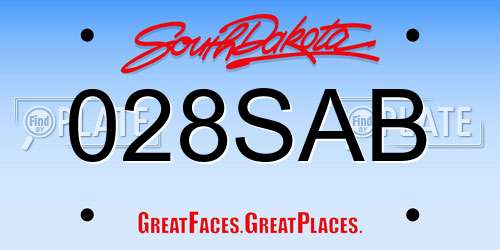 028SAB South Dakota License Plate