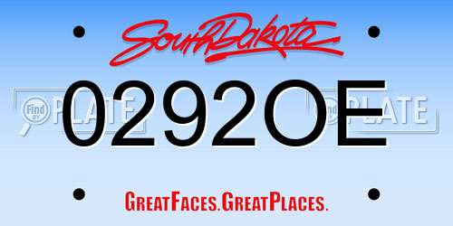 0292OE South Dakota License Plate