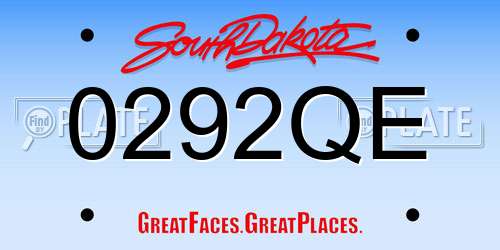0292QE South Dakota License Plate