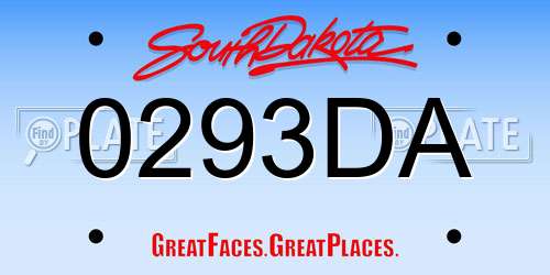 0293DA South Dakota License Plate