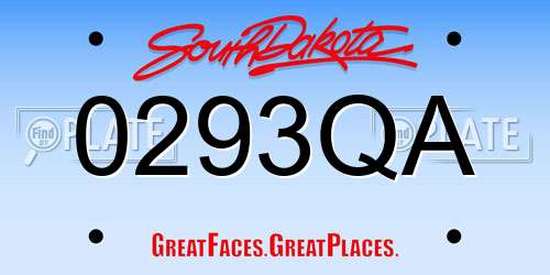 0293QA South Dakota License Plate