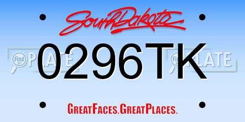 0296TK South Dakota License Plate