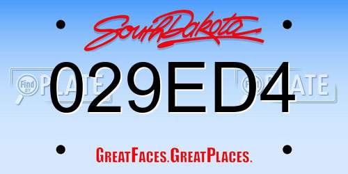 029ED4 South Dakota License Plate