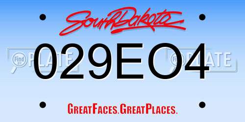 029EO4 South Dakota License Plate