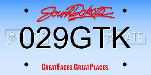 029GTK South Dakota License Plate