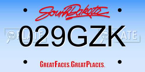 029GZK South Dakota License Plate