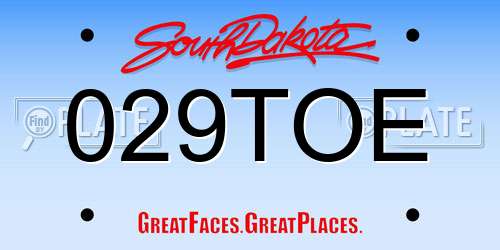 029TOE South Dakota License Plate