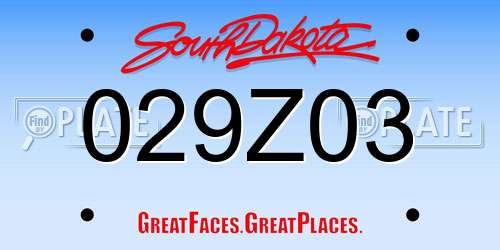 029Z03 South Dakota License Plate