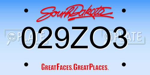 029ZO3 South Dakota License Plate