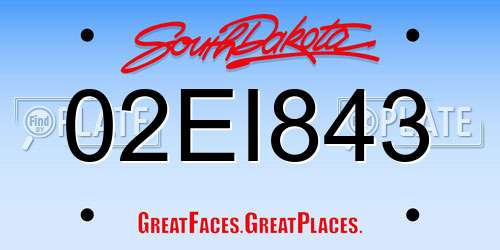 02EI843 South Dakota License Plate