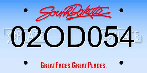 02OD054 South Dakota License Plate