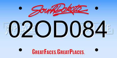02OD084 South Dakota License Plate