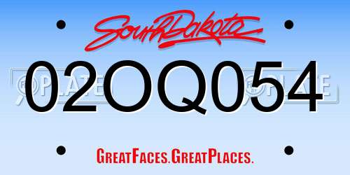 02OQ054 South Dakota License Plate