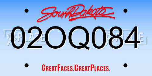 02OQ084 South Dakota License Plate