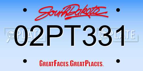 02PT331 South Dakota License Plate