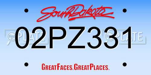 02PZ331 South Dakota License Plate